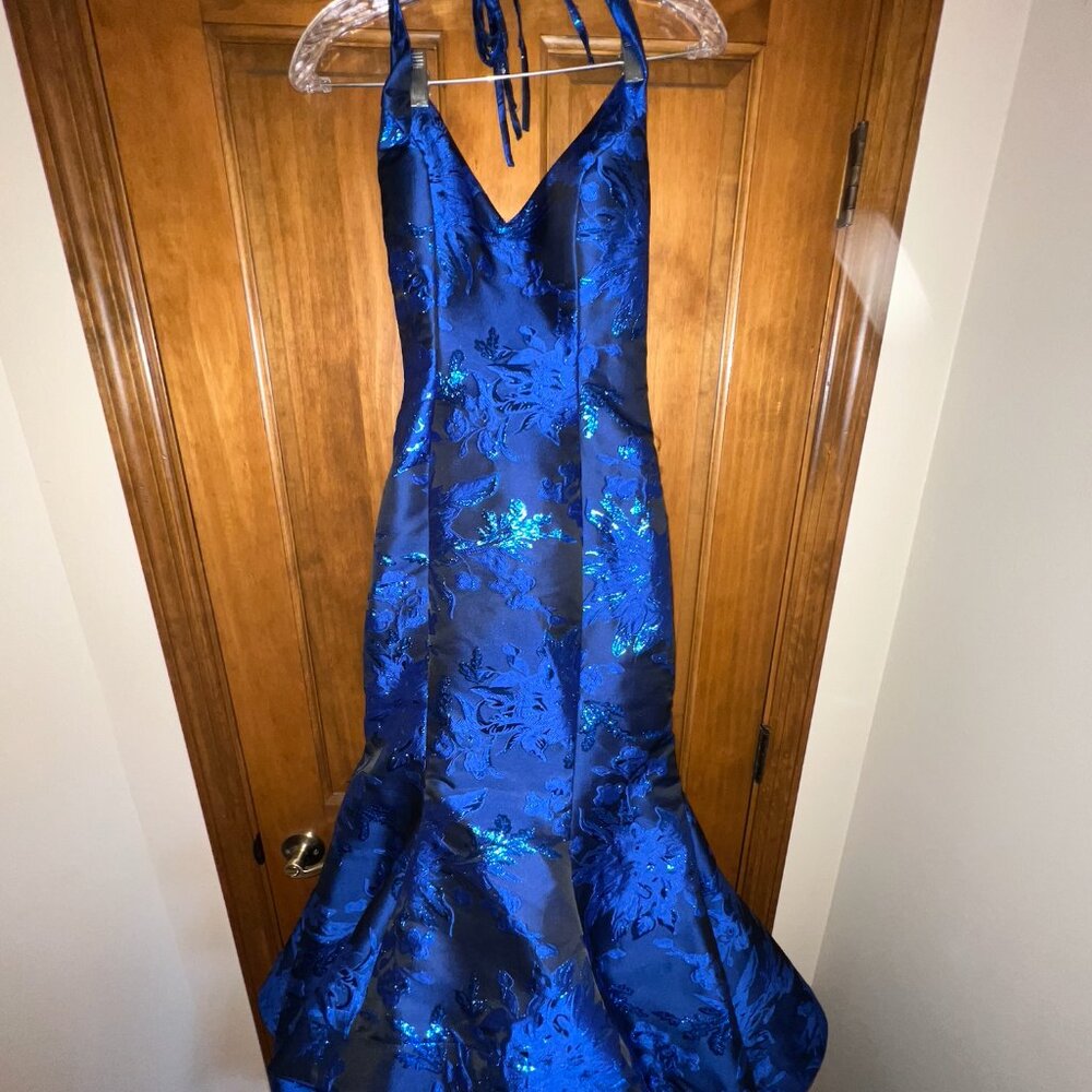 Royal Blue Custom Pageant Halter Gown Prom Mermaid Dress
